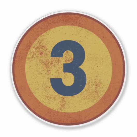 Vintage Vervallen Nummer 3 Sticker (Voorkant)