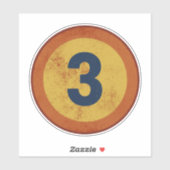 Vintage Vervallen Nummer 3 Sticker (Vel)