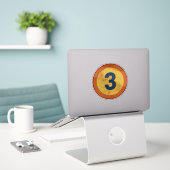 Vintage Vervallen Nummer 3 Sticker (Laptop op bureau)