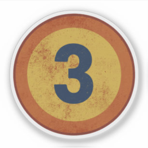 Vintage Vervallen Nummer 3 Sticker