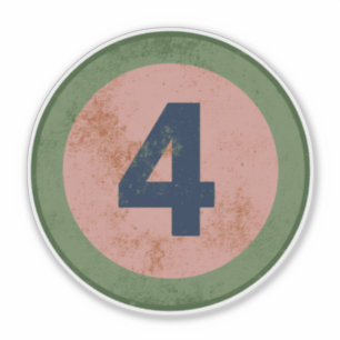 Vintage Vervallen Nummer 4 Sticker