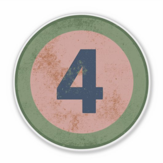 Vintage Vervallen Nummer 4 Sticker (Voorkant)