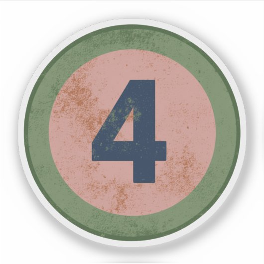 Vintage Vervallen Nummer 4 Sticker (Voorkant)