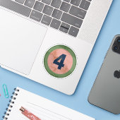 Vintage Vervallen Nummer 4 Sticker (Laptop met iPhone)