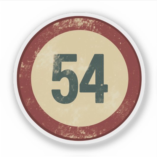 Vintage Vervallen Nummer 54 Sticker (Voorkant)