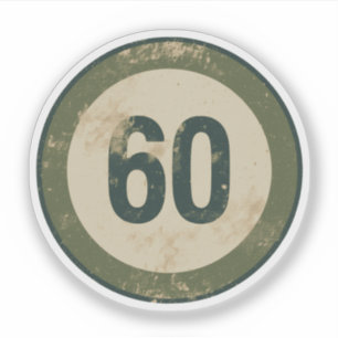 Vintage Vervallen Nummer 60 Sticker
