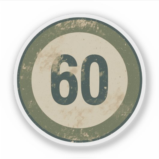 Vintage Vervallen Nummer 60 Sticker (Voorkant)