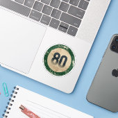 Vintage Vervallen Nummer 80 Sticker (Laptop met iPhone)