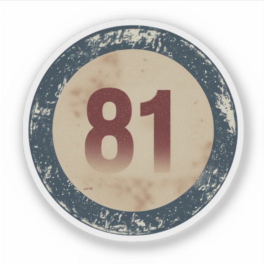 Vintage Vervallen Nummer 81 Sticker (Voorkant)