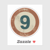 Vintage Vervallen Nummer 9 Sticker (Vel)