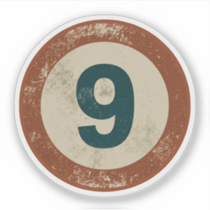 Vintage Vervallen Nummer 9 Sticker