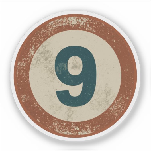 Vintage Vervallen Nummer 9 Sticker (Voorkant)