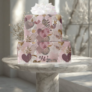 Vintage Vervallen Romantische Gedempte Aardse Hart Cadeaupapier
