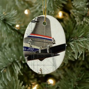 Vintage Vervoer, Vliegtuig Onderhoud Keramisch Ornament