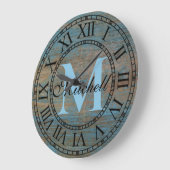 Vintage Vervuild Antiek Hout Uniek Monogram Grote Klok (Hoek)