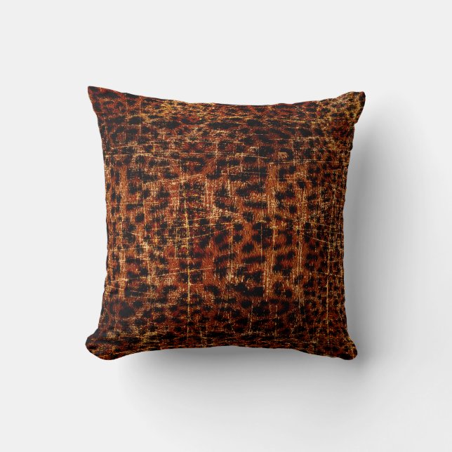 Vintage Vervuild Grunge Jaguar Dierenprint Kussen (Voorkant)