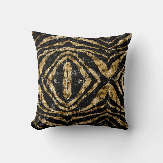 Vintage Vervuild Grunge Zebra Dierprint Kussen (Voorkant)