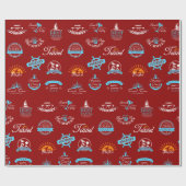 Vintage Verzamelset met Reizen Badges met Scheepva Cadeaupapier (Vlak)