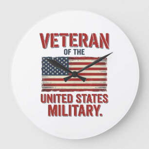 Vintage Veteraan USA Vlag Militair Vector Design_1 Grote Klok