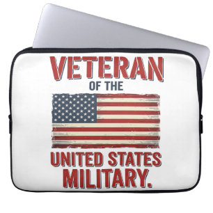 Vintage Veteraan USA Vlag Militair Vector Design_1 Laptop Sleeve