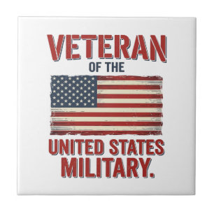 Vintage Veteraan VS Vlag Militair Vector Design_1 Tegeltje