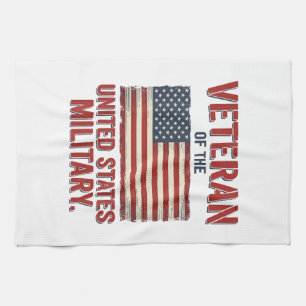 Vintage Veteraan VS Vlag Militair Vector Design_1 Theedoek