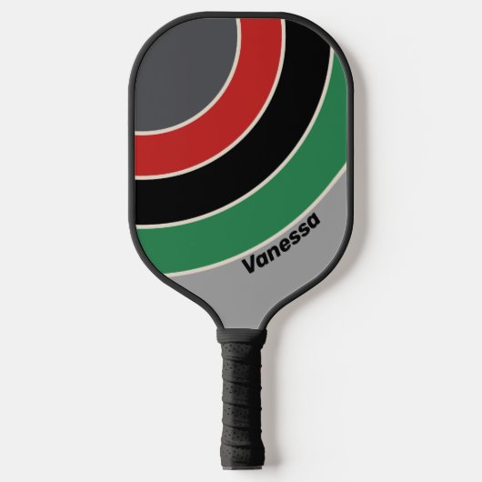 Vintage VHS Cirkel Streep met Naam Pickleball Paddle (Voorkant)