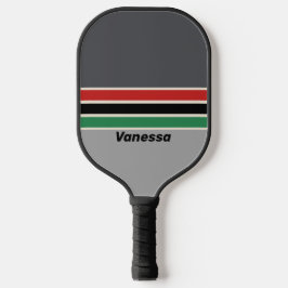 Vintage VHS Overdwars Gestreepte met Naam Pickleball Paddle