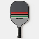 Vintage VHS Overdwars Gestreepte met Naam Pickleball Paddle (Achterkant)