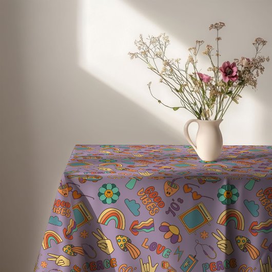 Vintage Vibes Tablecloth 70s Pastel Dining Art Tafelkleed