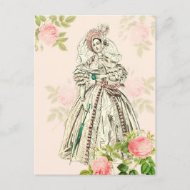 Vintage Victoriaans mode briefkaart in roze