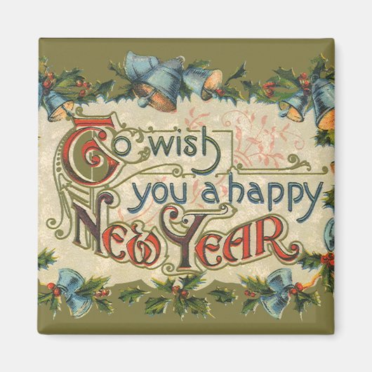 Vintage Victoriaans, om u een gelukkig nieuwjaar t Magneet (Voorkant)