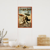 Vintage Victoriaans tijdperk Steampunk "Het Luchtv Poster (Keuken)