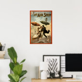 Vintage Victoriaans tijdperk Steampunk "Het Luchtv Poster (Thuiskantoor)
