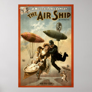 Vintage Victoriaans tijdperk Steampunk "Het Luchtv Poster