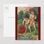 Vintage Victoriaans Valentijnsdag, het Aanbieden Feestdagenkaart (Voorkant / Achterkant)