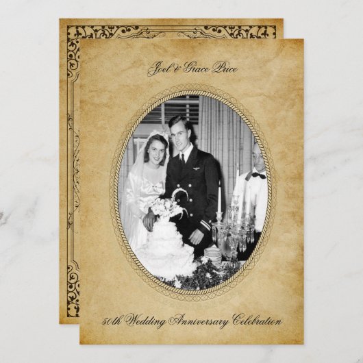 Vintage Victoriaanse 50e verjaardagsviering Kaart (Voorkant / Achterkant)