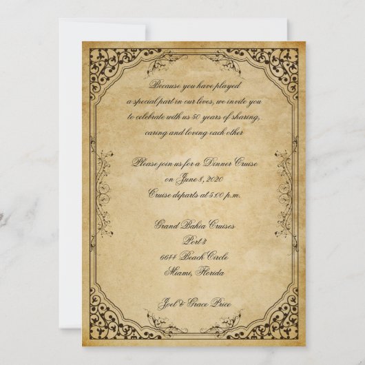 Vintage Victoriaanse 50ste verjaardagsviering Kaart (Achterkant)