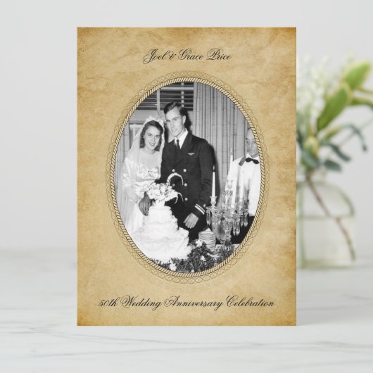 Vintage Victoriaanse 50ste verjaardagsviering Kaart (Staand voorkant)