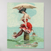Vintage Victoriaanse Badschone Dame Oceaan Poster (Voorkant)