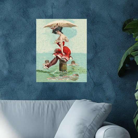 Vintage Victoriaanse Badschone Dame Oceaan Poster