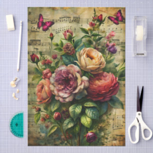 Vintage Victoriaanse bloemen & vlinders Tissuepapier