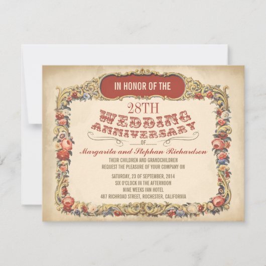 vintage victoriaanse bloemige jubileum uitnodiging (Voorkant)