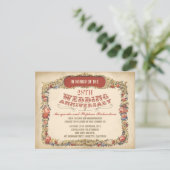 vintage victoriaanse bloemige jubileum uitnodiging (Staand voorkant)