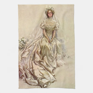 Vintage Victoriaanse bruid, antieke bruidsportret Theedoek