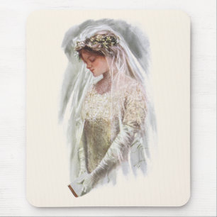 Vintage Victoriaanse bruid met Bijbel Harrison Fis Muismat