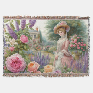 Vintage Victoriaanse dame bloementuin decoupage Deken