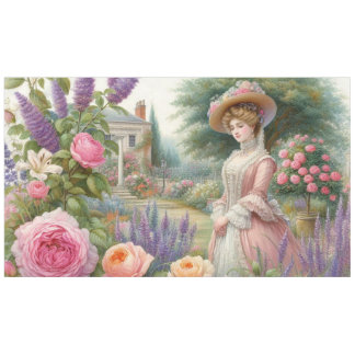 Vintage Victoriaanse dame bloemetuin decoupage Tafelkleed