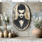 Vintage Victoriaanse Duivelin Vampier BB9 Decoupag Tissuepapier