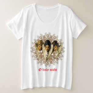 Vintage Victoriaanse engelen “O Heilige Nacht” Grote Maat T-shirt
